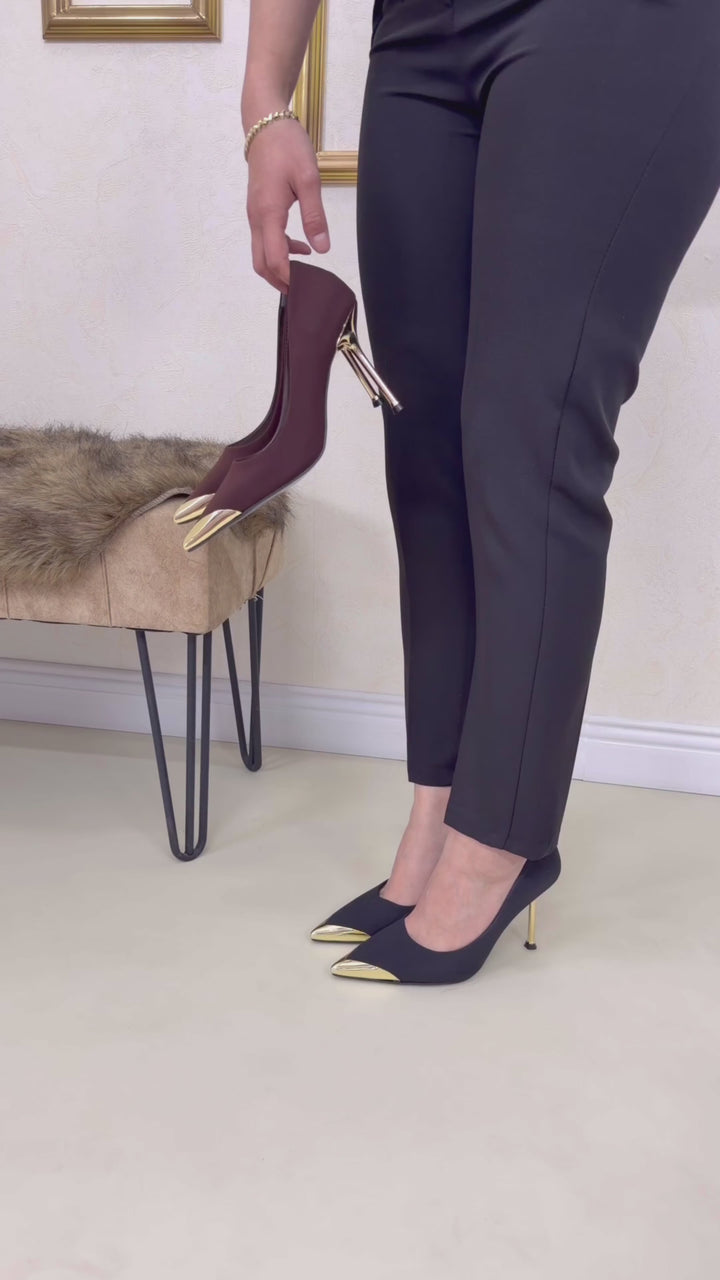 Alis Siyah Saten Stiletto Ayakkabı
