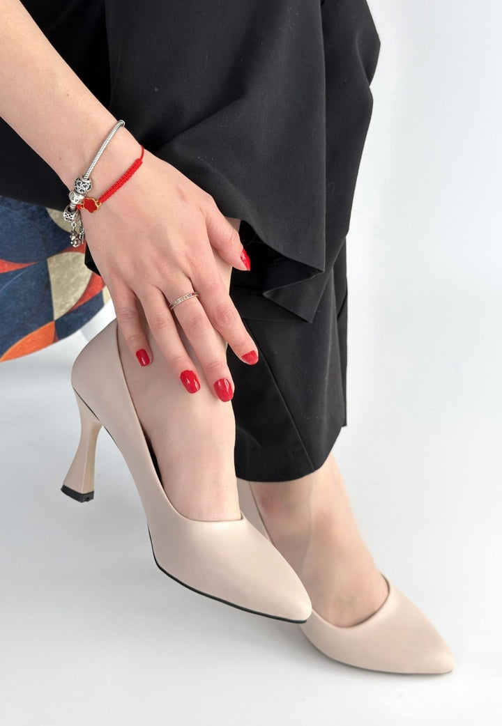 Ulba Bej Cilt Stiletto Ayakkabı