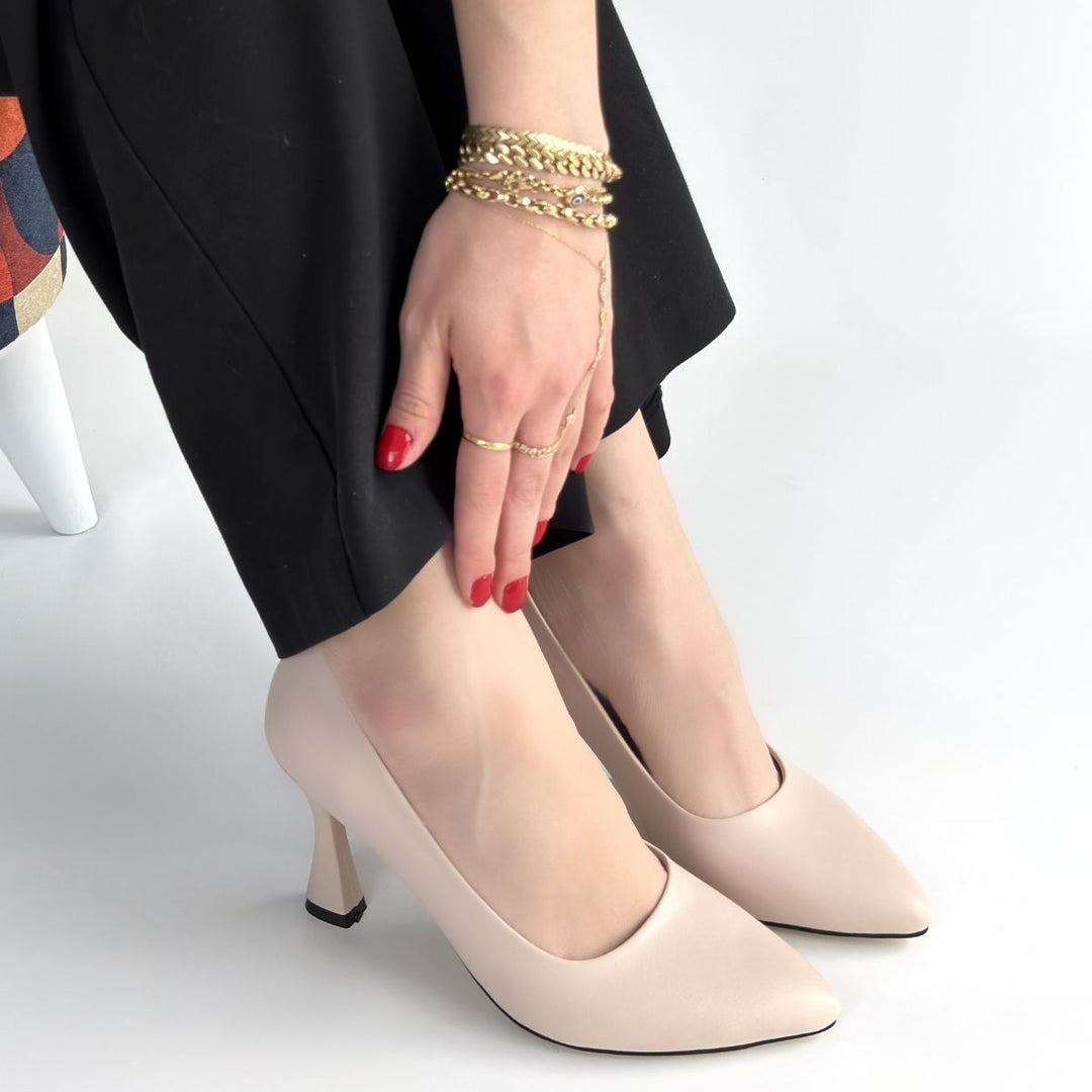 Ulba Bej Cilt Stiletto Ayakkabı
