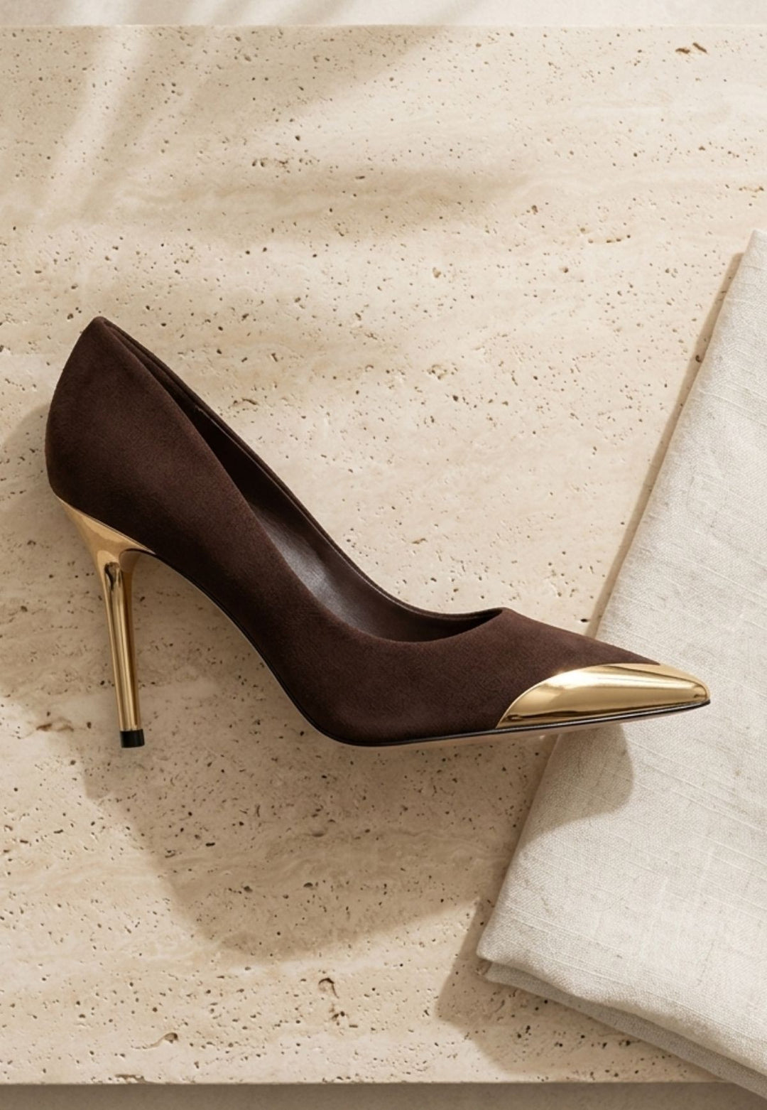 Alis Kahverengi Saten Stiletto Ayakkabı