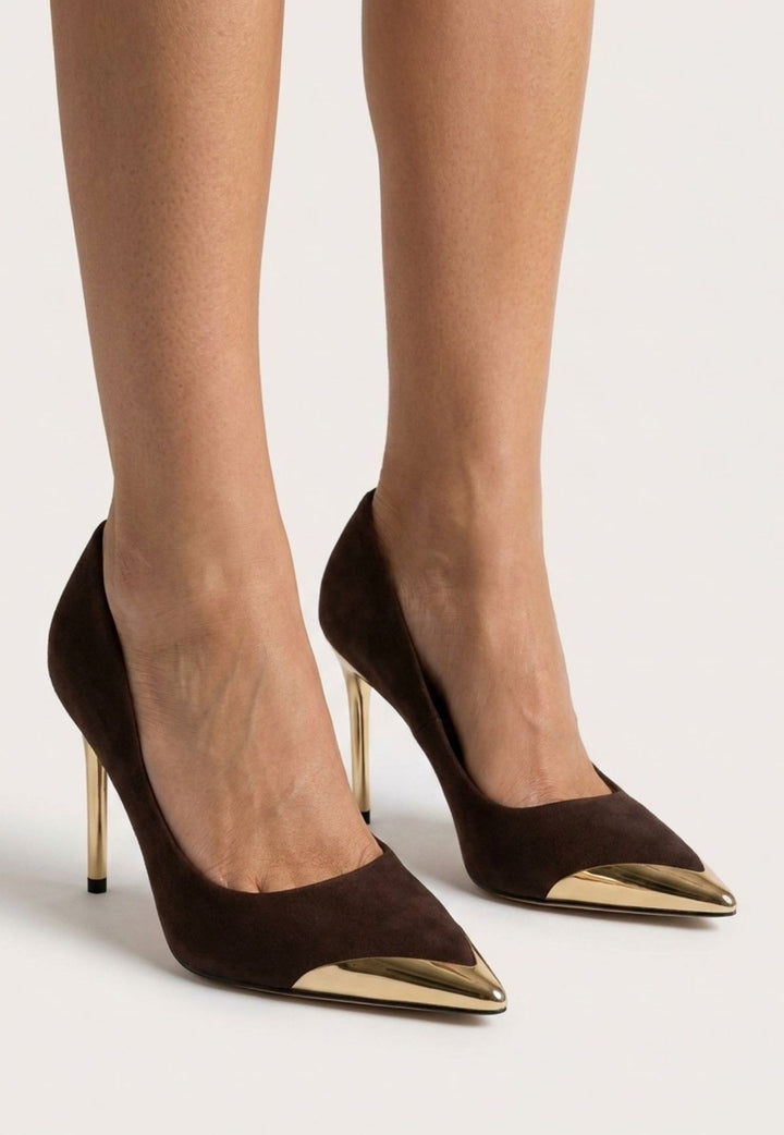Alis Kahverengi Saten Stiletto Ayakkabı