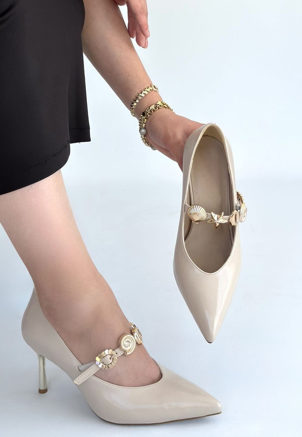 Conne Bej Cilt Stiletto Ayakkabı